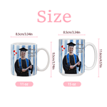Personalized Striped Graduation Photo 11 oz / 15 oz Ceramic Mug with Name and Handle Graduation Party Anniversary Gift for Graduates