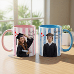 Personalized Striped Graduation Photo 11 oz / 15 oz Ceramic Mug with Name and Handle Graduation Party Anniversary Gift for Graduates