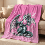 Personalized Dragon Birthstone Soft Throw Blanket with Name Home Decor Birthday Party Gift for Dragon Lovers Friends