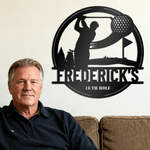 Personalised Black Golf Player Swing Pattern Metal Sign with Name and Text Home Decor Daily Use Birthday Gift for Golf Lovers