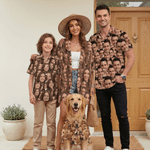 Personalised Hawaiian Style Funny Face Photos Soft Breathable Short-Sleeved Shirt Summer Travel Anniversary Birthday Gift for Kid Family Pet Lover