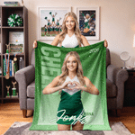 Personalised Cheer Glitter Star Photo Soft Blanket with Year and Name Daily Use Birthday Anniversary Team Gift for Cheerleader Friend