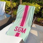 Asciugamano da spiaggia personalizzato in microfibra ad asciugatura rapida antisabbia con monogramma a righe regalo di compleanno per donne