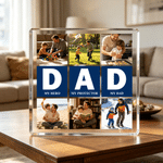 Personalised Dad Nine-Grid Photos Collage  Square Acrylic Plaque Home Decor Father's Day Birthday Gift for Father