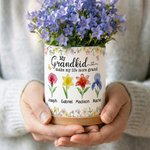 Fioriera in ceramica personalizzata con nome e vassoio in bambù Regalo per la festa della mamma per la nonna