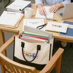 Spersonalizowana, wielokolorowa, haftowana, duża torba dla nauczyciela Przenośna kosmetyczka z imieniem na Dzień Nauczyciela Powrót do szkoły Prezent urodzinowy dla nauczycieli