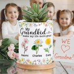 Fioriera in ceramica personalizzata con nome e vassoio in bambù Regalo per la festa della mamma per la nonna