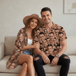 Personalised Hawaiian Style Funny Face Photos Soft Breathable Short-Sleeved Shirt Summer Travel Anniversary Birthday Gift for Kid Family Pet Lover