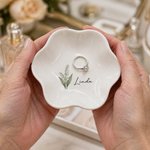 Personalisierte Aquarell Geburt Blume Blütenblatt-förmigen Keramik-Schmuck-Schale mit Namen täglichen Gebrauch Geburtstag Muttertag Geschenk für ihre beste Freundin
