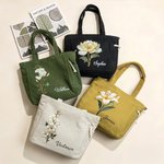 Bolso tote de pana personalizado con flor de nacimiento y nombre gran capacidad para uso diario oficina y viajes regalo de cumpleaños para mujeres
