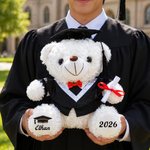 Personlig Graduation Cap Bachelor's Gown Plysj utstoppet bamse med år og navn Graduation Party Seremoni Gave til nyutdannede