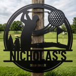 Personalised Black Golf Player Swing Pattern Metal Sign with Name and Text Home Decor Daily Use Birthday Gift for Golf Lovers