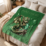 Personalized Dragon Birthstone Soft Throw Blanket with Name Home Decor Birthday Party Gift for Dragon Lovers Friends