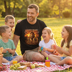 Personalized Lion Dad & Lion Kids Pattern 100% Cotton T-shirt with 1-8 Names and Text Father's Day Gift for Father Husband