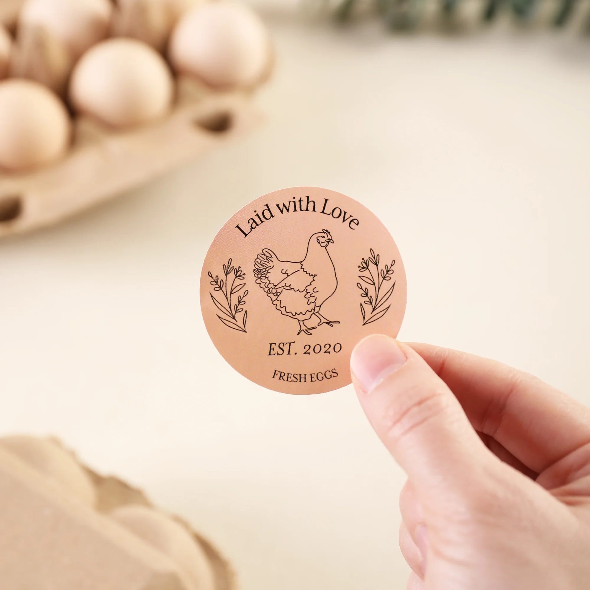 Personalisierte Pastoral Stil Zweige und Blätter Huhn Muster wasserdicht Aufkleber mit Namen Ei Gunst Etikett für Hühnerzüchter