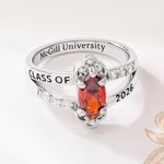 Personalised Birthstone Sterling Silver Ring with Text Dainty Jewellery Anniversary Senior Night Graduation Party Gift for Graduates