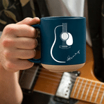 Personalised Line Art Guitar 12 oz Ceramic Coffee Mug with Handle and Name Daily Use Birthday Gift for Guitar Player Friend