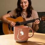 Personalised Line Art Guitar 12 oz Ceramic Coffee Mug with Handle and Name Daily Use Birthday Gift for Guitar Player Friend