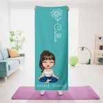 Personalized Birth Flower Cartoon Character Super Absorbent Yoga Mat Towel with Name Gym Accessories Birthday Gift for Women Yoga Lovers
