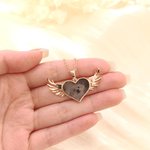 Personalized Angel Wings Photo Necklace with Text Memorable Jewellery Birthday Anniversary Gift for Women