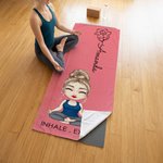 Personalized Birth Flower Cartoon Character Super Absorbent Yoga Mat Towel with Name Gym Accessories Birthday Gift for Women Yoga Lovers