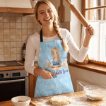 Personalised Baking Cartoon Character Adult Apron with Name and Pockets Daily Cooking Mother's Day Holiday Gift for Mom Grandma