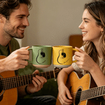 Personalised Line Art Guitar 12 oz Ceramic Coffee Mug with Handle and Name Daily Use Birthday Gift for Guitar Player Friend