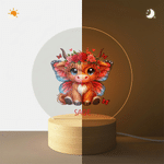 Personalised Highland Cow Birth Flower LED Round Night Light with Wooden Base and Name Room Decor Birthday Gift for Girl