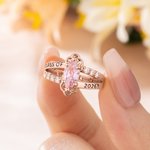 Personalised Birthstone Sterling Silver Ring with Text Dainty Jewellery Anniversary Senior Night Graduation Party Gift for Graduates
