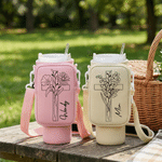 Borsa portabottiglie personalizzata a croce con tracolla regolabile per Stanley Tumbler Regalo di compleanno per donna cristiana