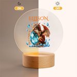 Henkilökohtainen lohikäärme syntymäkivi akryyli LED yövalo puinen pohja ja nimi Nursery Decor Baby Shower syntymäpäivälahja lapsille