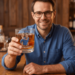 Personalised Dad Photo 10 oz Whiskey Glass with Name and Text Father's Day Birthday Gift for Dad Grandad