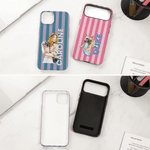 Funda personalizada con foto a rayas retro para iPhone o Samsung con nombre Uso diario Regalo de cumpleaños para un amigo de la familia