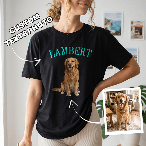 Personalised Pet Photo Multicolor Adult T-shirt Sweatshirt with Name Daily Wear Pet Party Birthday Gift for Pet Owner Lover