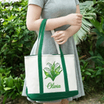 Personalized Birth Flower Large Capacity Tote Bag with Name Mother's Day Birthday Gift for Women Moms