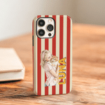 Funda personalizada con foto a rayas retro para iPhone o Samsung con nombre Uso diario Regalo de cumpleaños para un amigo de la familia