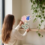 Personalised 1-2 Flower Handprints Wooden Sign with Name and Text Birthday Mother's Day Gift for Mom Women