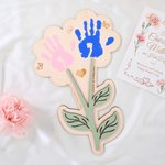 Personalised 1-2 Flower Handprints Wooden Sign with Name and Text Birthday Mother's Day Gift for Mom Women