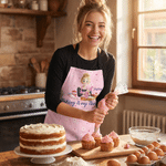 Personalised Baking Cartoon Character Adult Apron with Name and Pockets Daily Cooking Mother's Day Holiday Gift for Mom Grandma