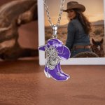 Personalised Cowgirl Hat Boot Birthstone Necklace Dainty Jewellery Birthday Anniversary Gift for Woman Family Friend