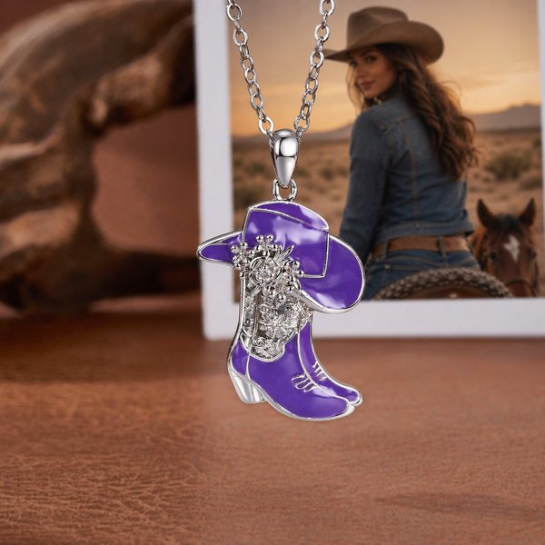 Personalised Cowgirl Hat Boot Birthstone Necklace Dainty Jewellery Birthday Anniversary Gift for Woman Family Friend
