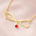 Personalised Exquisite Stethoscope Birthstone Necklace with Name Dainty Jewellery Graduation Birthday Gift for Medical Staff Graduate