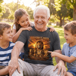 Personalized Lion Dad & Lion Kids Pattern 100% Cotton T-shirt with 1-8 Names and Text Father's Day Gift for Father Husband