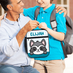 Personalised Cartoon Animals Plaid Insulated Lunch Bag with Name Portable Travel Picnic Use Back to School Gift for Kids Students
