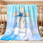 Cruz con lazo personalizada Suave manta con nombre Decoración del hogar Bautizo Cumpleaños Regalo para niños