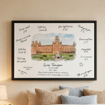 Personalised Watercolour Photo Canvas Prints with Name City Year and Text Home Decor Birthday Graduation Retirement Gift for Family