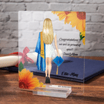 Personalized Graduation Girl Boy Acrylic Plaque Floral Keepsake with Name Text and Class of 2026 Gift for Graduates
