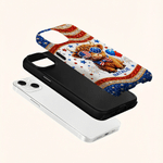 Personalised American Highland Cow Design Phone Case for iphone with Name American Independence Day Gift for Americans