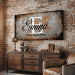 Personalized Family Sign Watercolour Canvas Paints with Name Wall Art Home Decor Gift for Family
