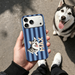 Funda personalizada con foto a rayas retro para iPhone o Samsung con nombre Uso diario Regalo de cumpleaños para un amigo de la familia